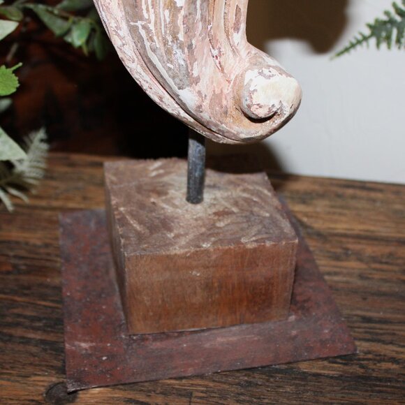 Chippy VTG 16" Rustic Wood & Iron Architectural Salvage Relic Statuary Finial - Picture 5 of 11